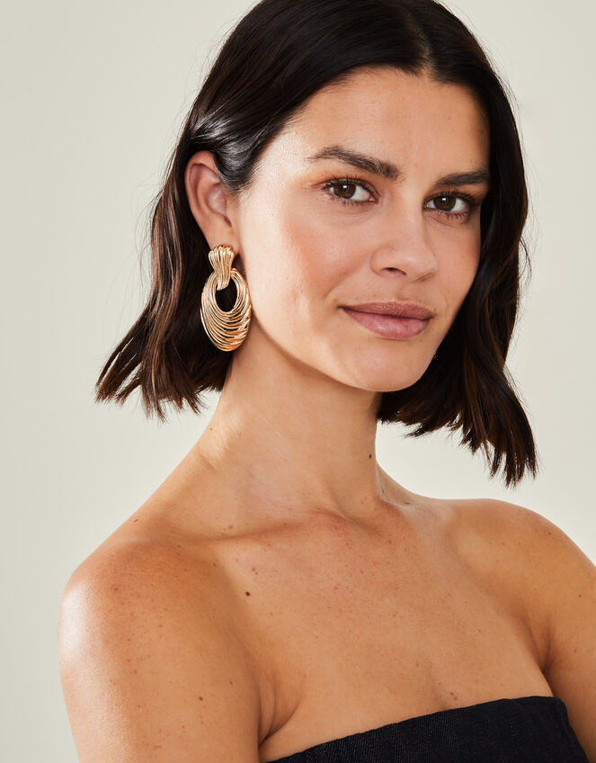 Swirly Door Knocker Earrings, , large