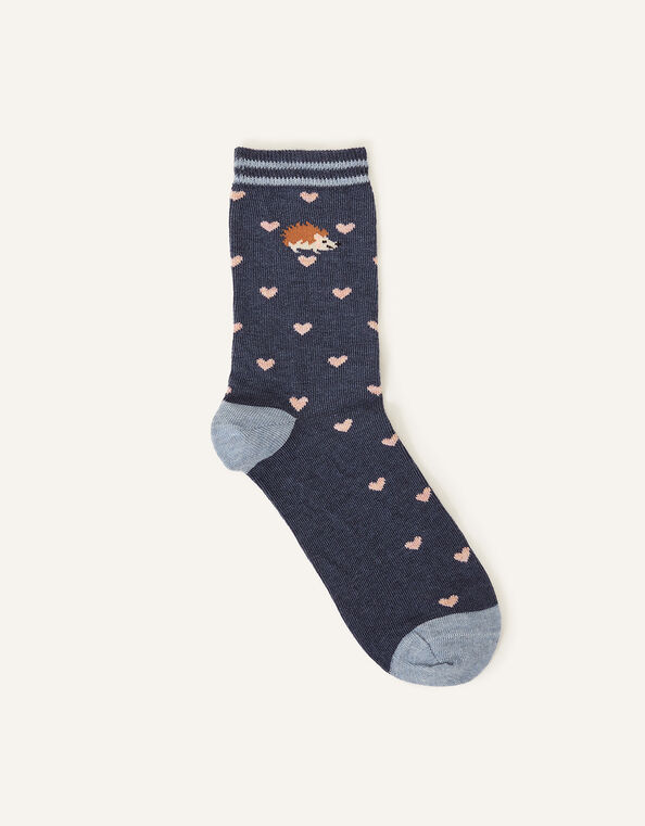 Hedgehog and Heart Socks, , large