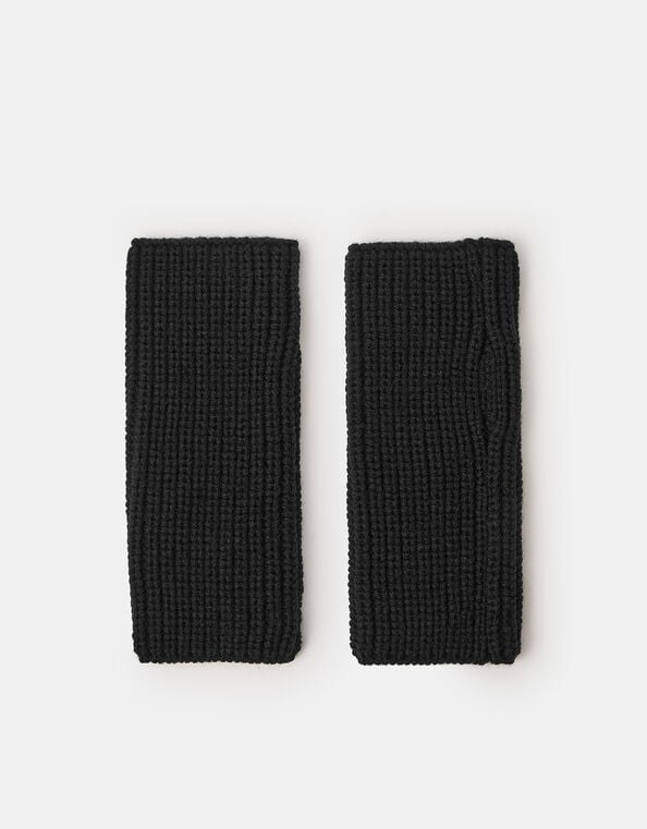 Ribbed Cut Off Gloves, Black (BLACK), large
