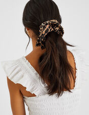 Leopard Print Square Hair Scrunchie, , large