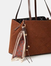 Faux Suede Scarf Tote Bag, , large
