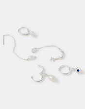 5-Pack Sterling Silver-Plated Freshwater Pearl Stud & Hoop Earrings, , large