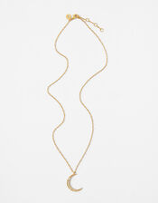 Gold-Plated Sparkle Moon Necklace, , large