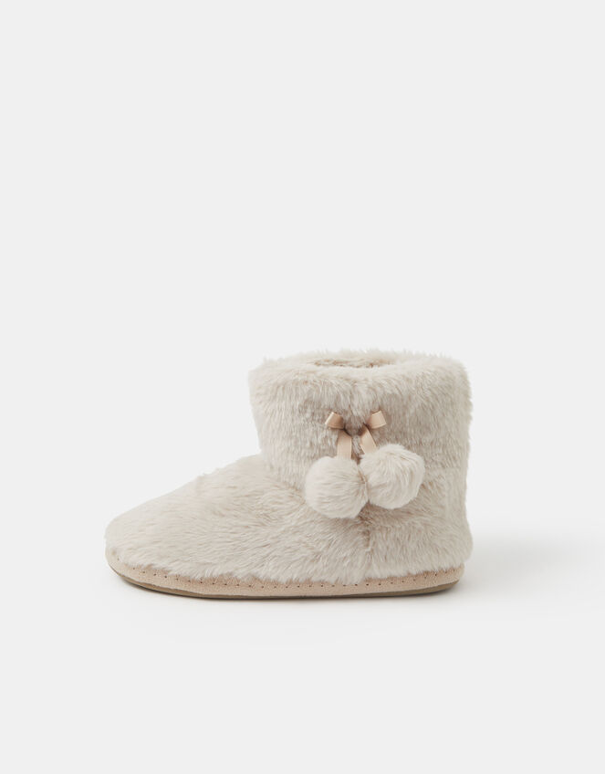 Faux Fur Boot Slippers, Natural (NATURAL), large
