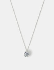Sterling Silver Round Cut Pendant Necklace, , large