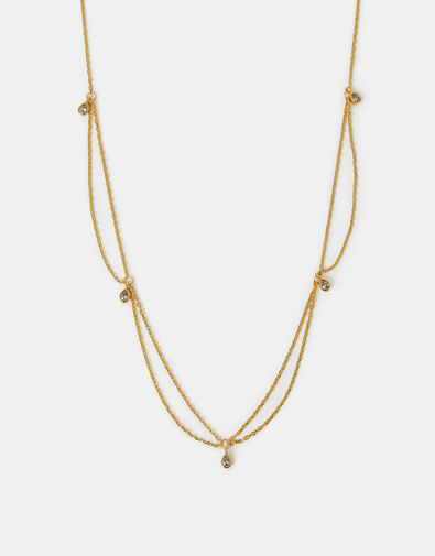14ct Gold-Plated Sparkle Pear Necklace, , large