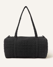 Seersucker Weekend Bag, Black (BLACK), large