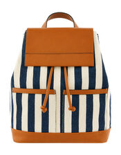 Stripy Cotton-Mix Backpack, , large