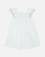 Embroidered Mirrored Dress, White (WHITE), large