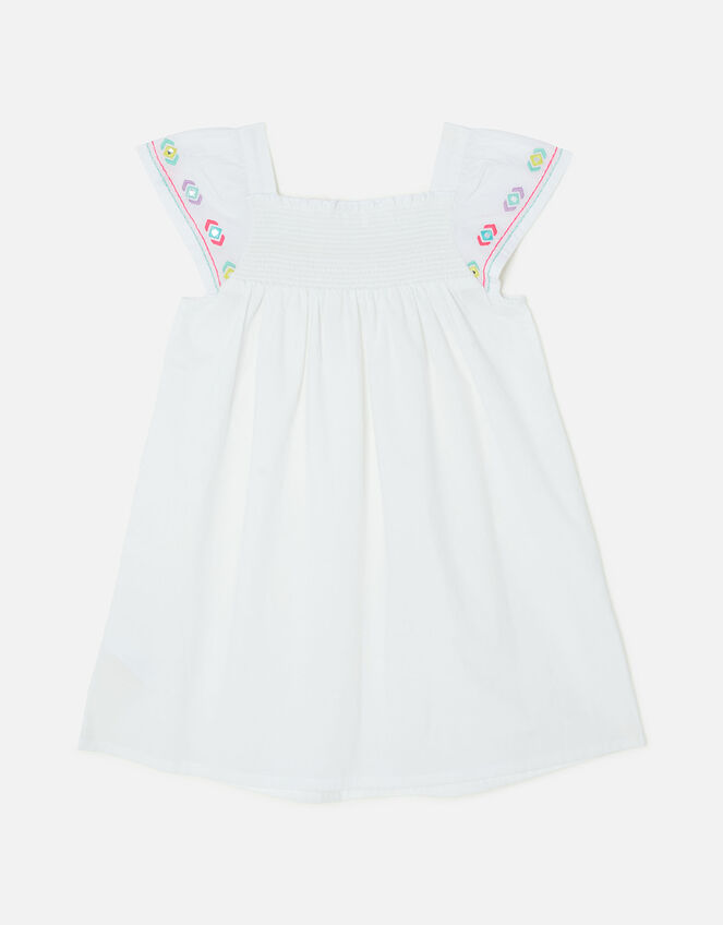 Embroidered Mirrored Dress, White (WHITE), large