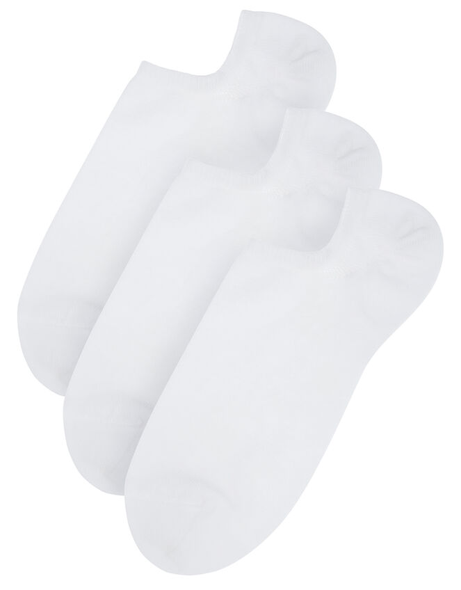 3pk Basic Bamboo Trainer Socks, White (WHITE), large