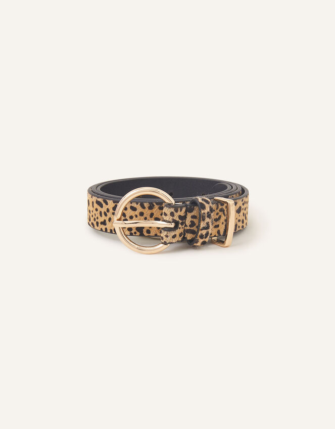Leopard Print Leather Jeans Belt, Leopard (LEOPARD), large