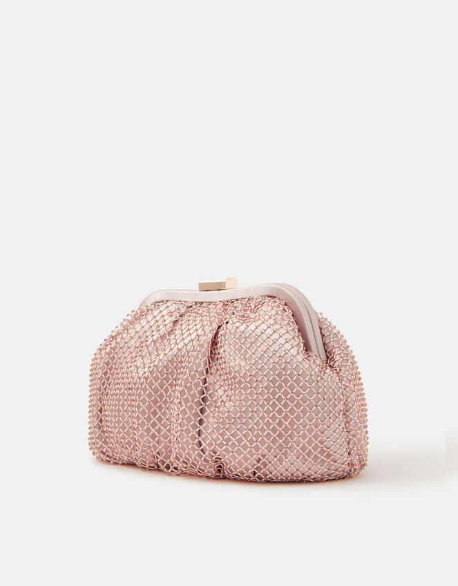 Sequin Clip Frame Clutch Bag, Pink (PALE PINK), large