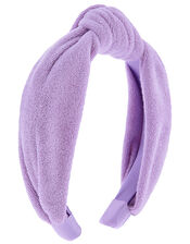 Wide Knot Towelling Headband, Purple (LILAC), large