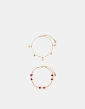 2-Pack Starfish Charm Anklets, , large