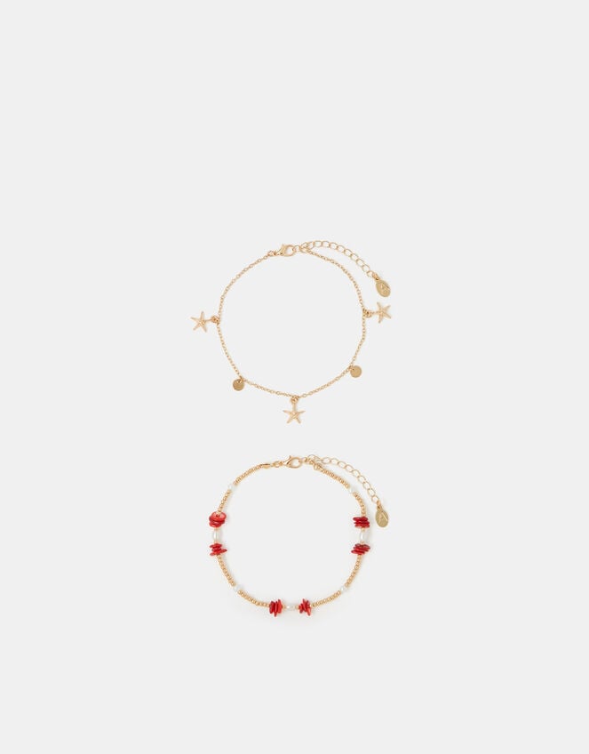 2-Pack Starfish Charm Anklets, , large