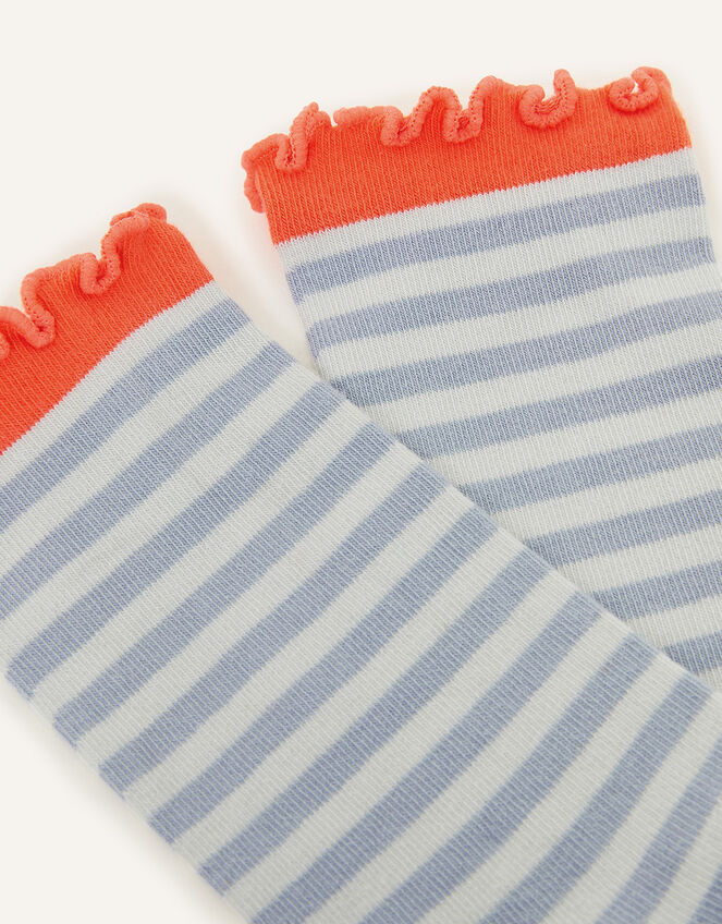 Stripe and Frill Socks, Blue (BLUE), large