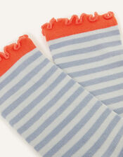 Stripe and Frill Socks, Blue (BLUE), large