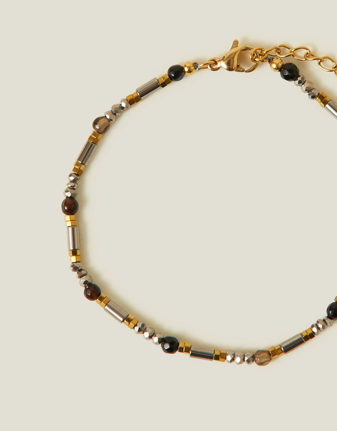 14ct Gold-Plated Stainless Steel Mix Bead Bracelet, , large