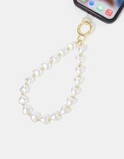 Pearl Heart Wrist Phone Strap, , large