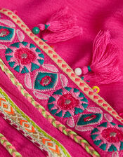 Embroidered Beaded Tassel Kaftan, Pink (PINK), large