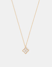 14ct Gold-Plated Mother of Pearl Clover Pendant Necklace, , large
