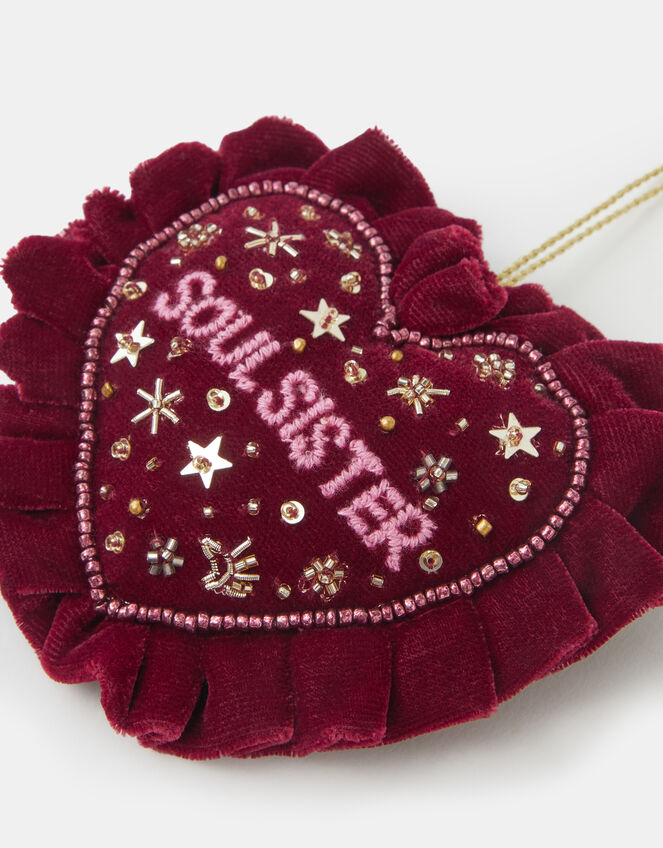 Soul Sister Velvet Heart Christmas Tree Decoration, , large