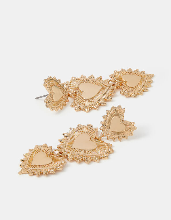 Triple Heart Drop Earrings, , large