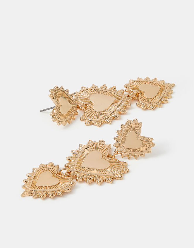 Triple Heart Drop Earrings, , large
