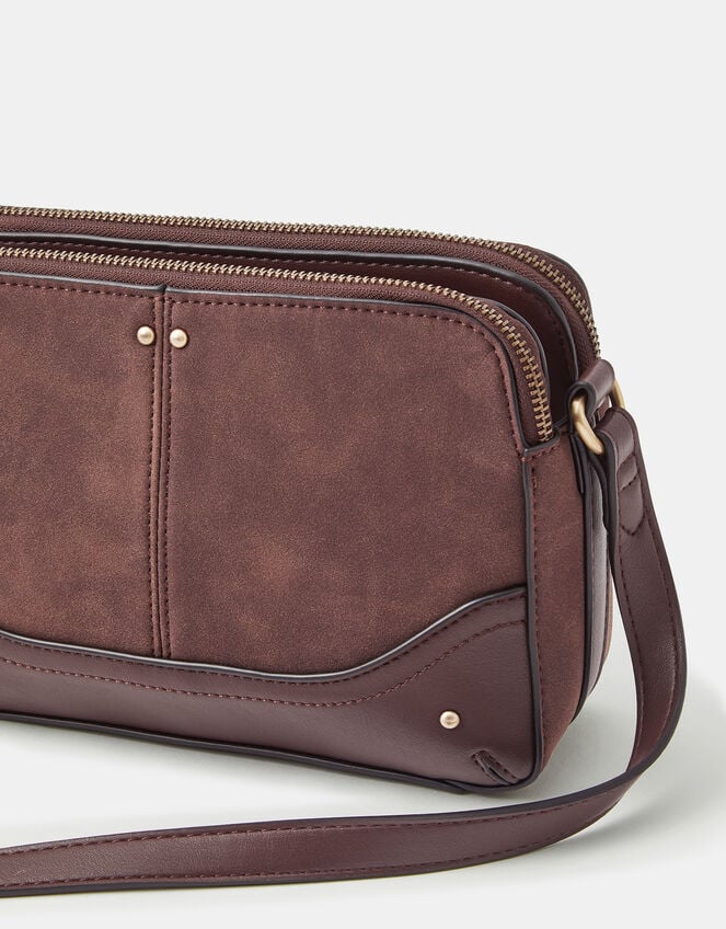 Classic Double Zip Crossbody Bag, Brown (CHOCOLATE), large