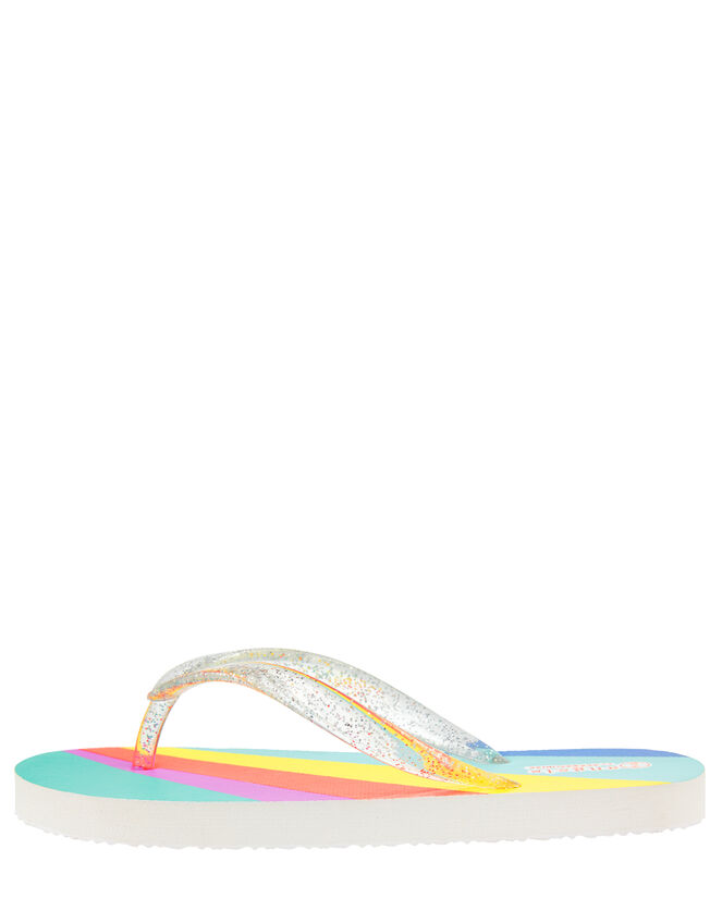 Rainbow Stripe Glitter Flip Flops, Multi (BRIGHTS-MULTI), large