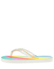 Rainbow Stripe Glitter Flip Flops, Multi (BRIGHTS-MULTI), large