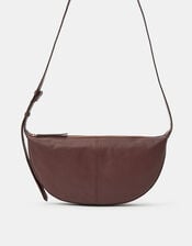Leather Sling Crossbody Bag, Brown (CHOCOLATE), large