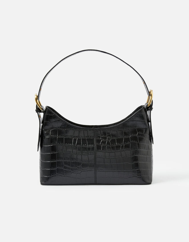 Croc Leather Shoulder Bag, , large