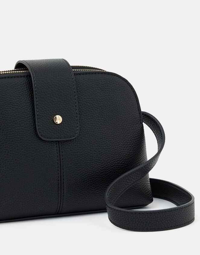 Double-Zip Cross Body Bag, Black (BLACK), large