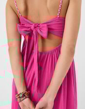 Tie Back Embroidered Midi Dress, Pink (PINK), large