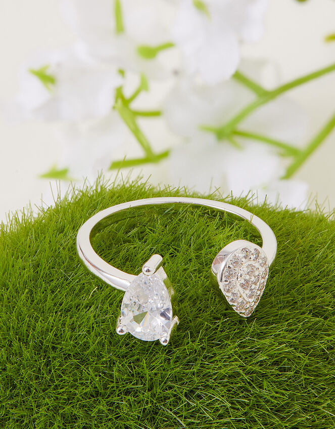 Sterling Silver Marquise Sparkle Ring, White (ST CRYSTAL), large