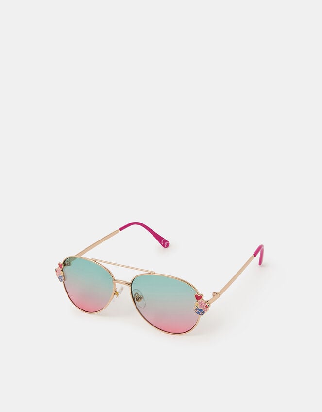 Girls Cupcake Metal Aviator Sunglasses, , large