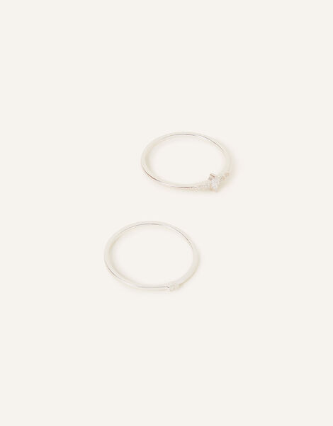 Sterling Silver Sparkle Stacking Rings Set of Two, White (ST CRYSTAL), large