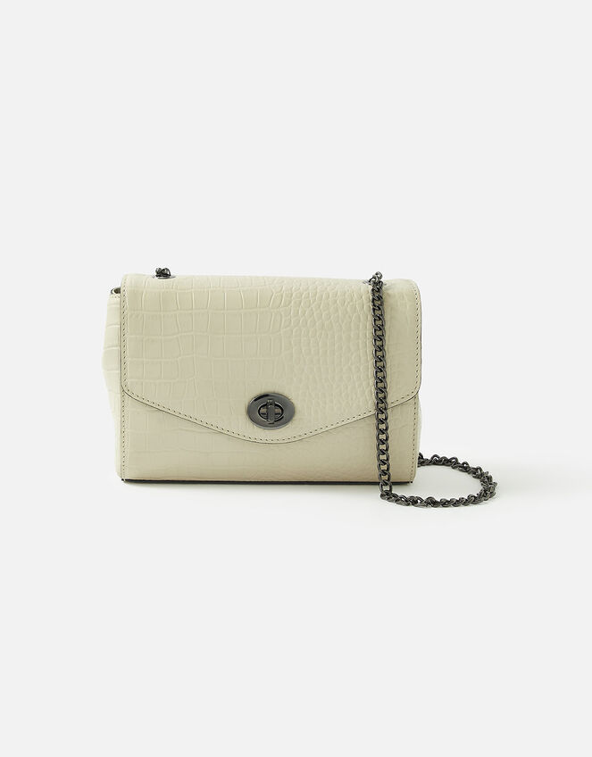 Twist Lock Chain Leather Cross-Body Bag, , large