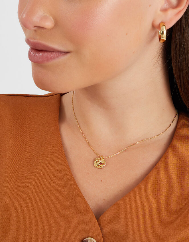 14ct Gold-Plated Molten Birthstone Pendant Necklace, Gold (GOLD), large