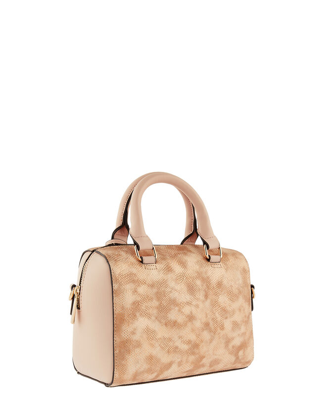 Snake-Effect Bowler Bag, , large
