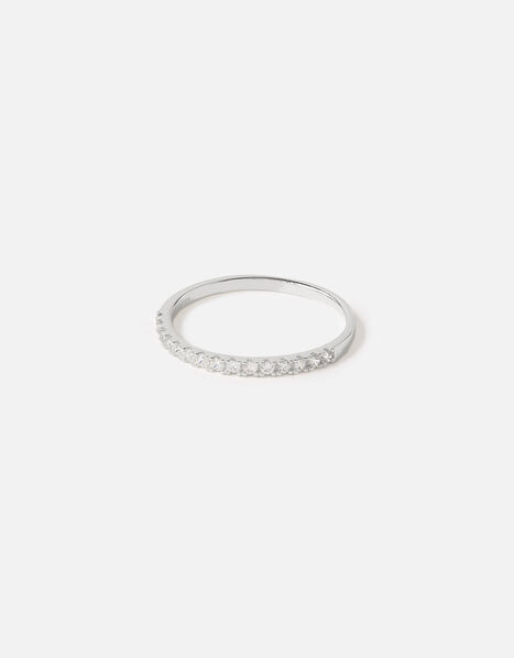 Sterling Silver Crystal Eternity Ring White, White (ST CRYSTAL), large