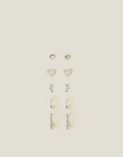 10-Pack Diamante Star Stud and Hoop Earrings, , large