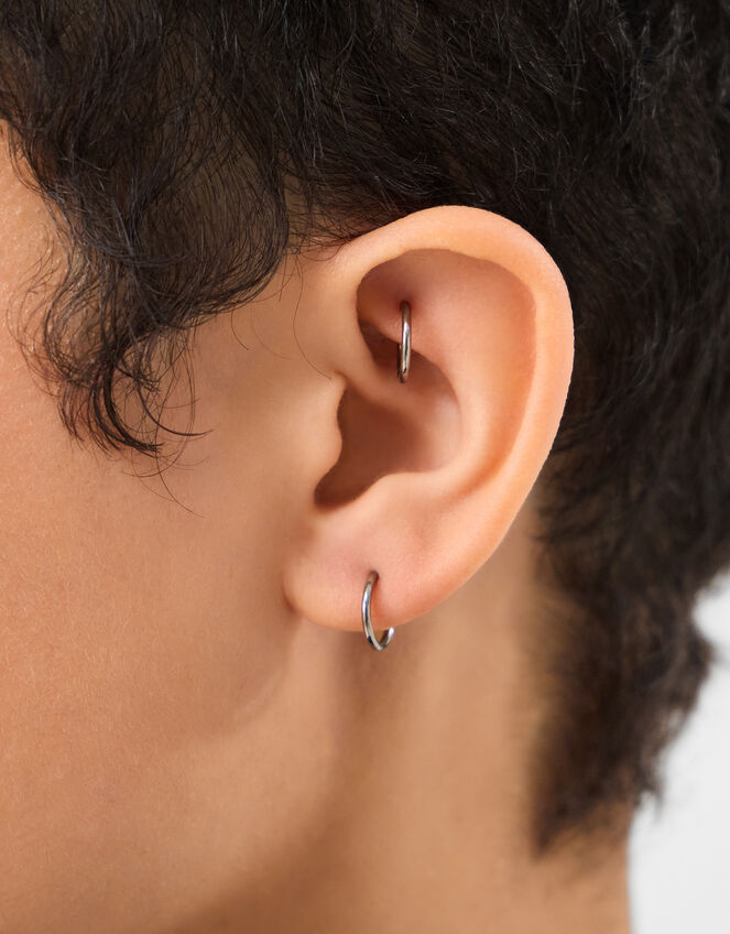 8mm Titanium Clicker Hoop Earrings, , large