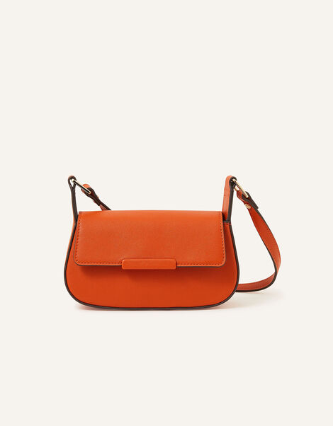 Small Saddle Cross-Body Bag, Orange (ORANGE), large