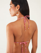 Shell Print Triangle Bikini Top, Orange (CORAL), large