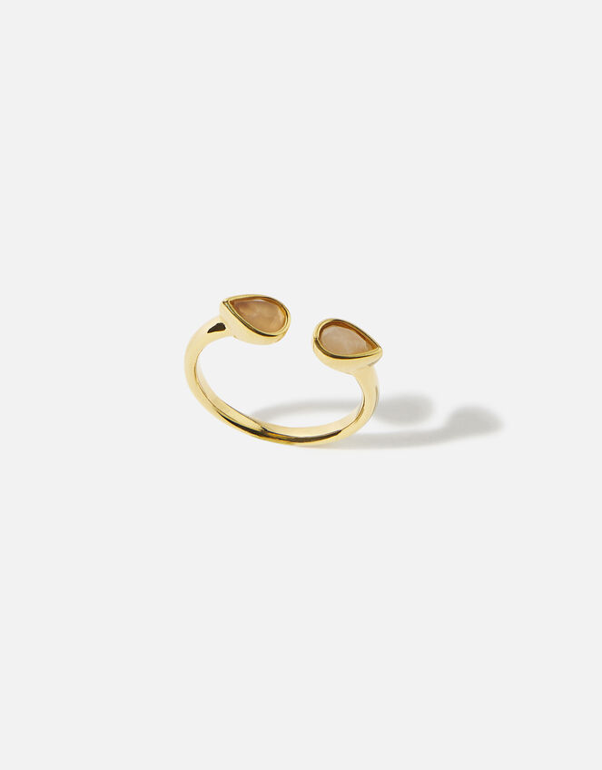 14ct Gold-Plated Rose Quartz Ring, Pink (PINK), large