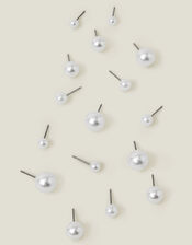 8-Pack Faux Pearl Stud Earrings, , large