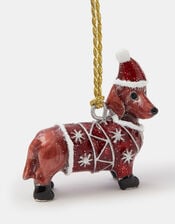 Sausage Dog Enamel Christmas Tree Decoration, , large